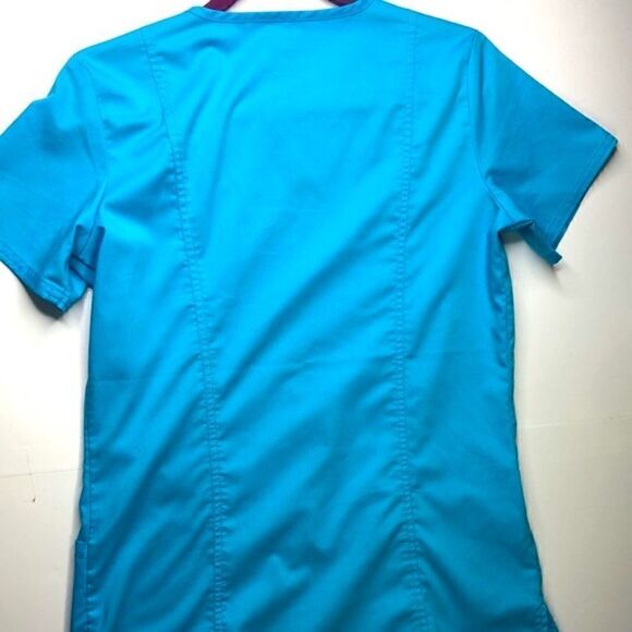 HP Cherokee Authentic Workwear Revolution Scrub Top, Short Sleeve Aqua Blue XS - Picture 6 of 7